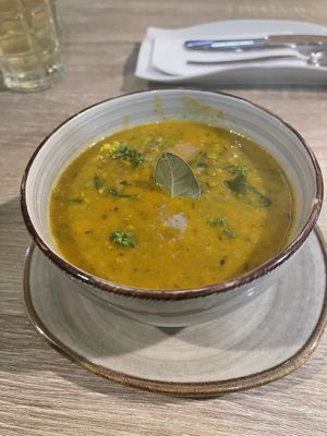 Vegan Dahl soup  at Sattva by Govinda in Aguas Calientes