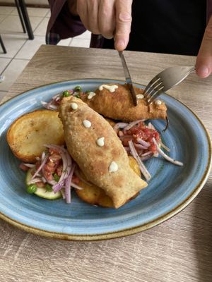 Stuffed chilies   at Sattva by Govinda in Aguas Calientes