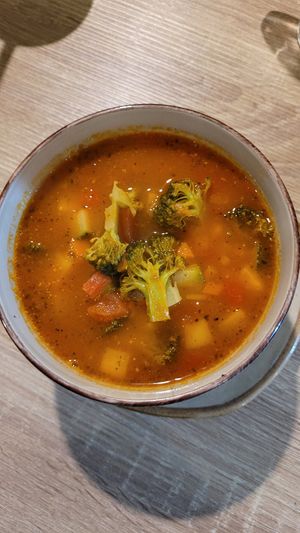 Vegetable soup at Sattva by Govinda in Aguas Calientes