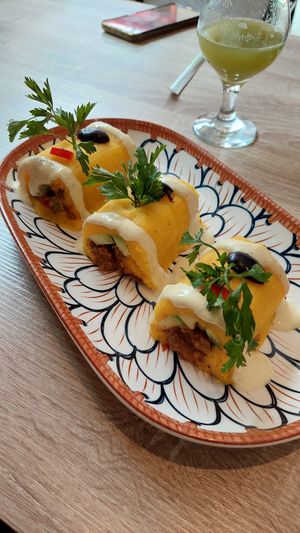 Causa rellena at Sattva by Govinda in Aguas Calientes