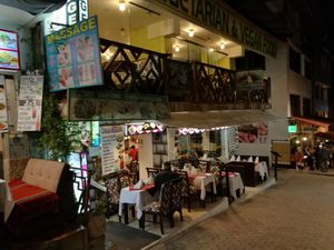 Govindas restaurant front. Restaurant is located in the second level. at Sattva by Govinda in Aguas Calientes