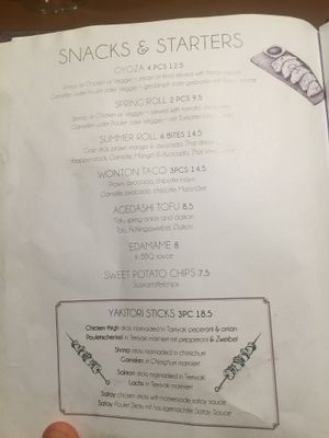 Menu at Gees in Zermatt