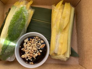 Fresh mango rolls at Bayberry Vegan Cafe in Woburn