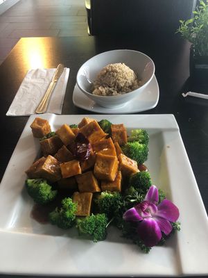 General Taos tofu & Brown Rice  at Bayberry Vegan Cafe in Woburn