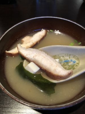 Miso soup at Bayberry Vegan Cafe in Woburn