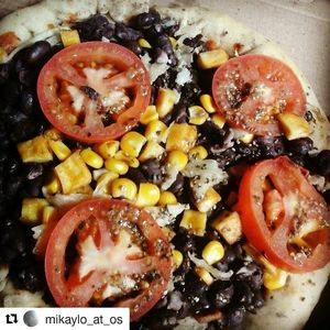 Mexican pizza. at Lu Cocina Vegana in Bogota
