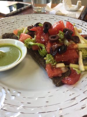 Raw pizza, delicious!  at Bistraw Zdravo Zivo in Skopje