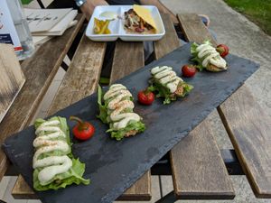 'Sarma' with walnut meat (wrapped in salad leaf instead of grape leaf like advertised). at Bistraw Zdravo Zivo in Skopje