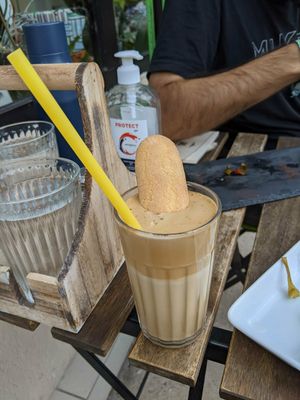 Delicious tiramisu coffee at Bistraw Zdravo Zivo in Skopje