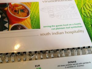 The menu at Saravana Bhavan in Amsterdam