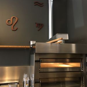 Zodiac signs above the oven.  at Zodiac Pizza in Munich