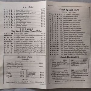 Menu part 3/3 at Yuan Su Vegetarian in Portland
