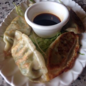 Vegan potstickers at Yuan Su Vegetarian in Portland