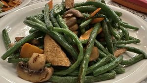 Beans with added mushroom and tofu   at Yuan Su Vegetarian in Portland