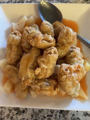 sweet and sour chicken  at Yuan Su Vegetarian in Portland