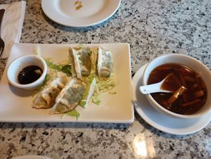 Pot stickers at Yuan Su Vegetarian in Portland