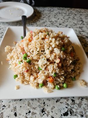 Bbq pork fried rice at Yuan Su Vegetarian in Portland