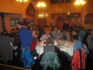 Happy diners talking, eating, enjoying each other's company.  The north 3 tables. at Yuan Su Vegetarian in Portland