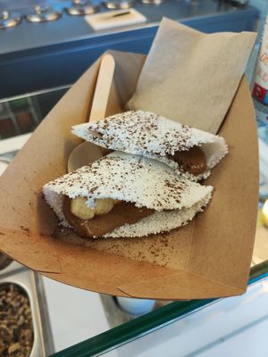 Tapioca de crema de cacahuete y platano at FitBar - Barceloneta in Barcelona