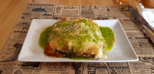 Lasaña vegetal at La Rogeta Cuina Vegana in Valencia