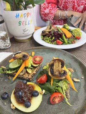 Vegan sandwich and plate of the day   at Happy Belly / Eat Smart in Tirana
