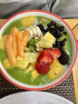 Chai pudding with fruit   at Happy Belly / Eat Smart in Tirana