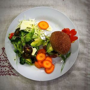 Afternoon mood. A mini sanduich with avogado and some vegetables.   at Happy Belly / Eat Smart in Tirana