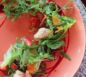 At on the plate: camembert & berries salad.  at Saffron Gastrofusion in Jimbaran