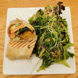 Peaceful falafel wrap + greens at Pure Kitchen - Elgin in Ottawa