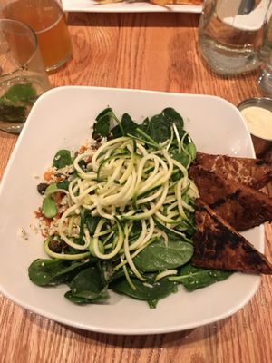 Forget the name of this bowl but it included zucchini noodles, cauliflower rice, spinach, and I added tempeh.  at Pure Kitchen - Elgin in Ottawa