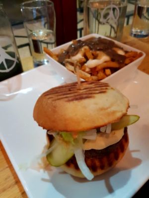 Burger with mushrooms at Pure Kitchen - Elgin in Ottawa