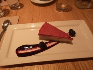 Vegan Cheezcake raspberry topping at Pure Kitchen - Elgin in Ottawa