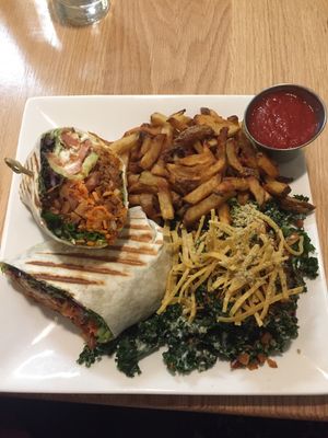 Wrap with Kale Caesar Salad & Fries at Pure Kitchen - Elgin in Ottawa