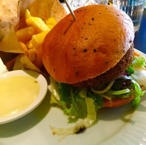 The vegan burger.  at Bar James in Amsterdam
