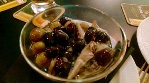 Olives and artichokes at Bar James in Amsterdam