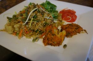 Cauliflower fritters.  at La Casa de Bea in Cajamarca