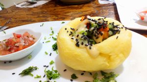 Yuquita rellena at La Casa de Bea in Cajamarca