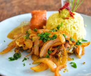 Escabeche de veganfish at La Casa de Bea in Cajamarca