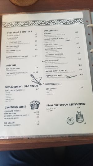 Menu at Vegana Indiana in Vienna