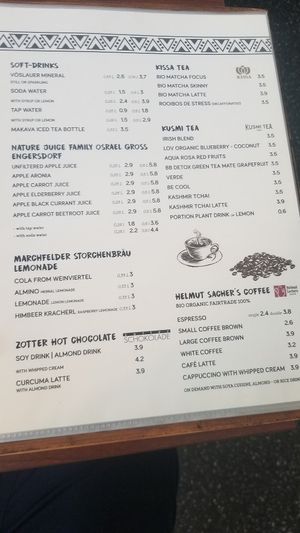 Menu at Vegana Indiana in Vienna