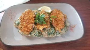 New crispy vishvillet. Soy and seaweed with fish taste at Vegana Indiana in Vienna