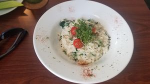 Leafy risotto. Rich n creamy at Vegana Indiana in Vienna