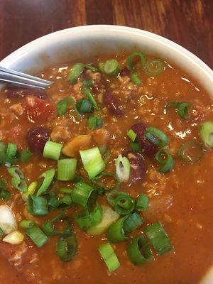 Vegan espresso chili at Bare Bones Cafe in Portland