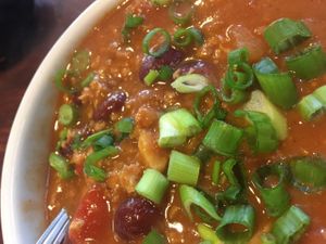 Vegan espresso chili at Bare Bones Cafe in Portland