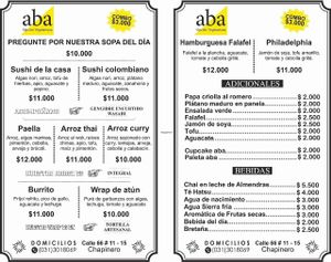 New Menu 2017!!! at Aba Opción Vegetariana in Bogota