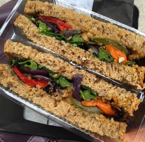 chargrilled vegetable sandwich with hummus  at The Naked Deli - Heaton in Newcastle Upon Tyne