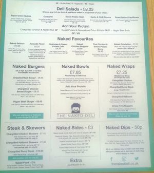 Menu at The Naked Deli - Gosforth in Newcastle Upon Tyne