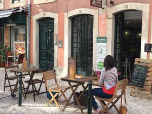 Outside seating at Green Beans in Lisbon