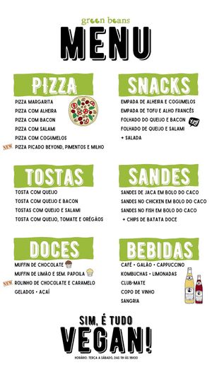 Menu Green Beans at Green Beans in Lisbon