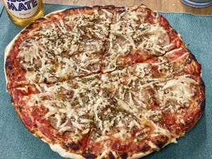 Salami pizza  at Green Beans in Lisbon